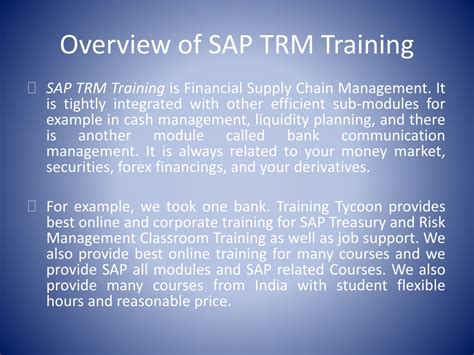 Ppt Sap Trm Training Sap Treasury And Risk Management Online