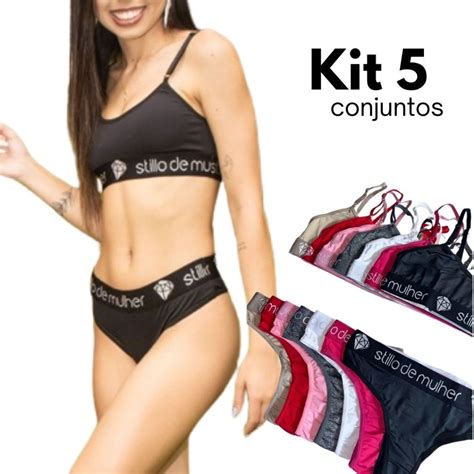 Kit Conjuntos Feminino Top E Calcinha Lingerie Shopee Brasil