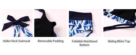 Amazon Charmleaks Women Two Piece Swimsuits Bikini Swimwear Halter Bathing Suits Navy S