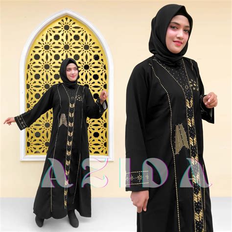 Jual Abaya Gamis Hitam Syari Arab Dubai Turkey Bordir Fashion Muslim