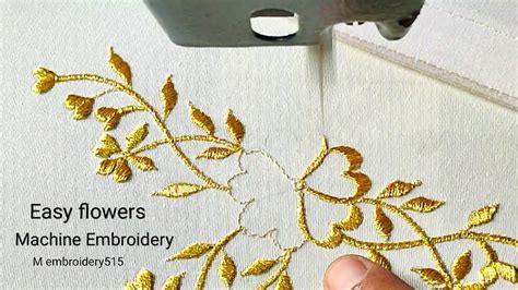 Easy Flowers Embroidery Design Gold Thread Machine Embroidery Sleeves