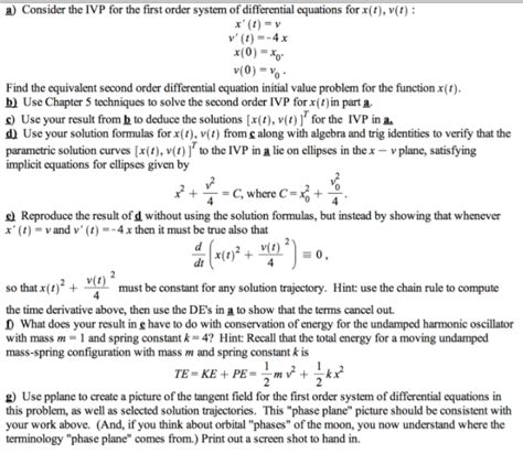 Solved A Consider The Ivp For The First Order System Of Chegg