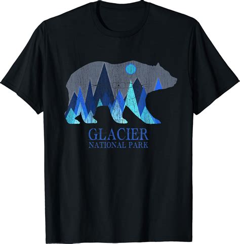 Vintage Glacier National Park Grizzly Bear T Shirt Uk Fashion