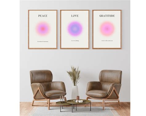 Aura Posters Set Of 3 Gradient Wall Art Positive Affirmations