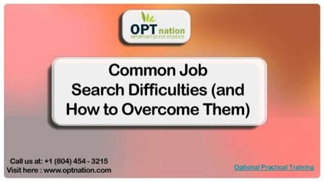 Common Job Search Difficulties OPTNation PPT