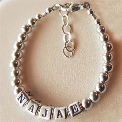 Pulsera Personalizada Con Nombre Cruzado Pulsera De Cuentas De Plata