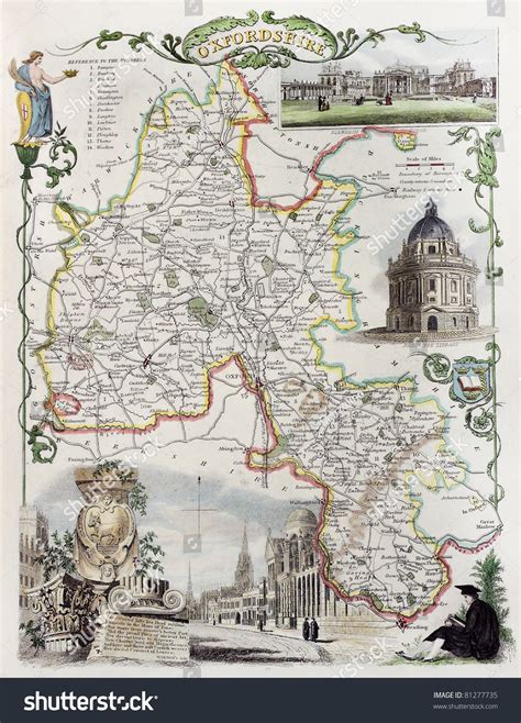 Old Oxfordshire Map Created By Thomas Moule Published In English Counties Delineated London