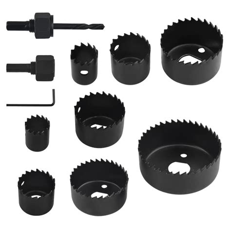 Wmycongcong 11 Pcs Hole Saw Set With 2 Mandrel 8 Blade 1 Hex Key Wrench Hole Saw Kit 3 4 2 1