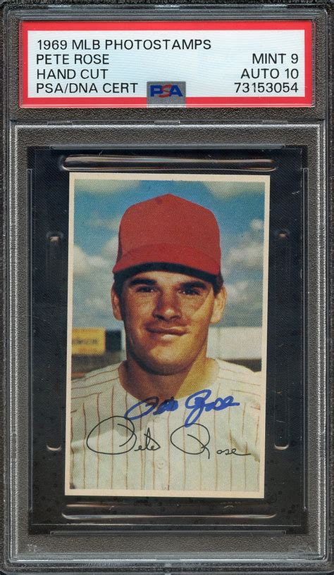 Lot Detail 1969 TOPPS MLB PHOTOSTAMPS SIGNED PETE ROSE PSA MINT 9 PSA