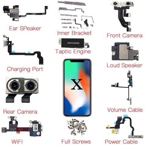 Inner Parts For Iphone X Front Rear Camera Charging Port Power Volume