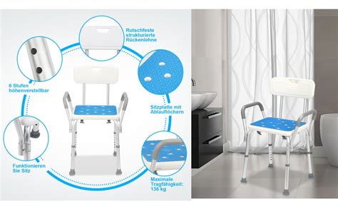 Sonnewelt Duschhocker Duschstuhl Mit R Ckenlehne Und Armlehne