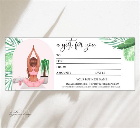 Yoga T Certificate Template Fitness T Voucher A T For You Fitness Voucher Healthy