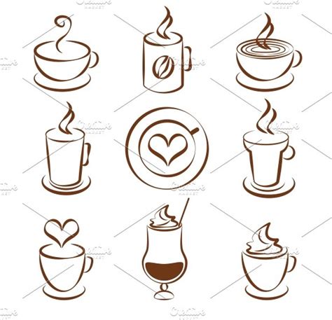 Coffee Cup Vector Symbols Pre Designed Illustrator Graphics