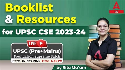 UPSC 2023 Booklist And Resource For UPSC CSE 2023 24 By Ritu Mam