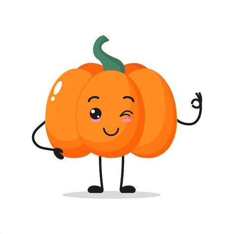 Lindo Personaje De Calabaza Feliz Emoticon De Dibujos Animados De