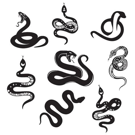 Premium Vector | Snake Silhouette Symbols