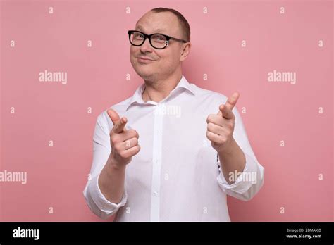 Happy Caucasian Mature Man Pointing At You Stock Photo Alamy