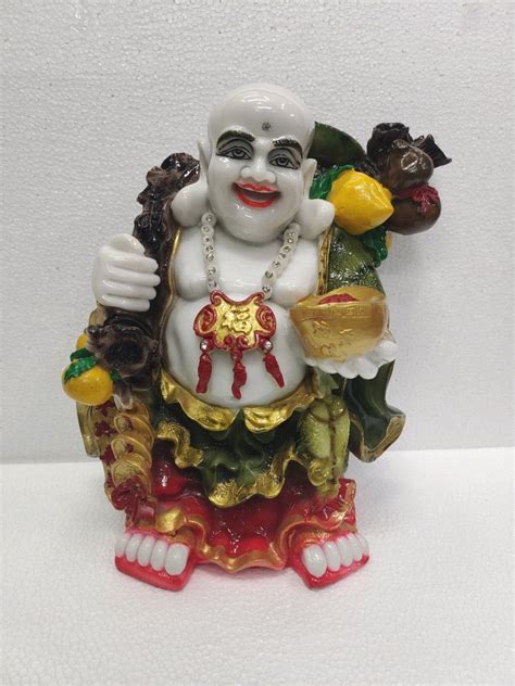 Paint Coated 3 Inch Marble Laughing Buddha Statue For Decoration At Rs