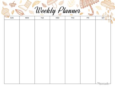 Free Printable Weekly Calendar Template