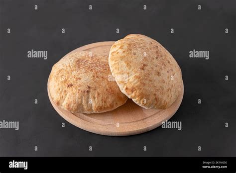 Pita Bread On Dark Background Arabic Lebanese Bread Traditional Food