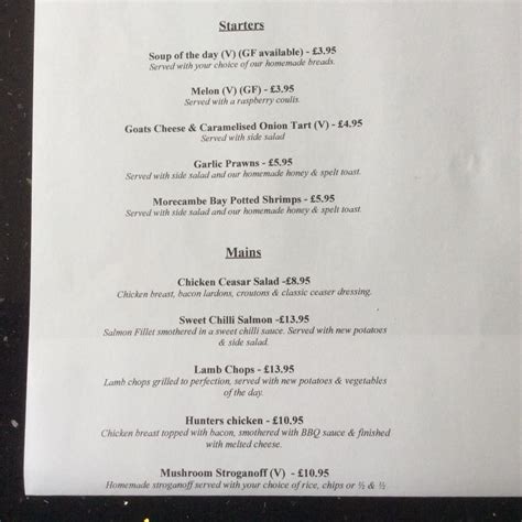 Menu At Dawns Tea Rooms And Bakery Preesall