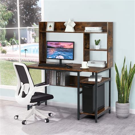 Multifunction Computer Desk With Multi-Layer Storage Shelves,Writing ...