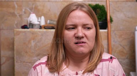 Blonde Woman With Excited Expression Sits On Toilet Bowl Stock Video Video Of Woman Toilet