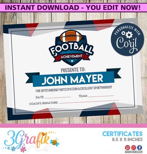 Football Certificate: party supplies and more | 3grafik.com