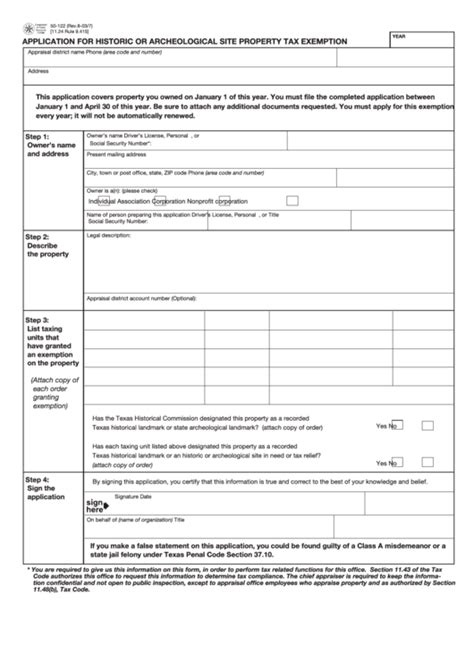 Fillable Form Application For Historic Or Archeological Site