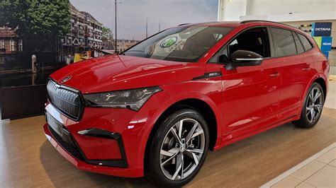 Skoda Enyaq Iv Sportline In Velvet Red Walk Around In K Vega