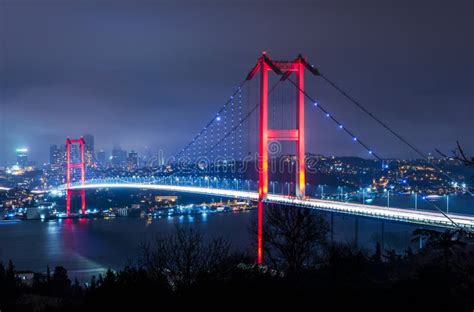 Istanbul Bosphorus Bridge At Night Stock Photo Image Of Bridge