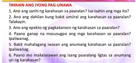 TAYAHIN ANG IYONG PAG UNAWA 1 Ano Ang Sanhi StudyX