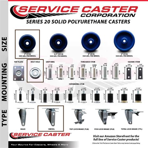 Service Caster Ensemble De Roulettes En Poly Avec Roues Pivotantes