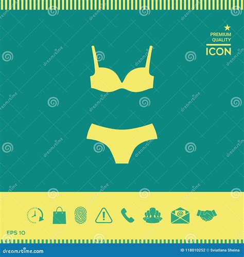 Set Of Lingerie Or Swimsuit Two Piece Bikini The Silhouette Menu Item In The Web Design Stock