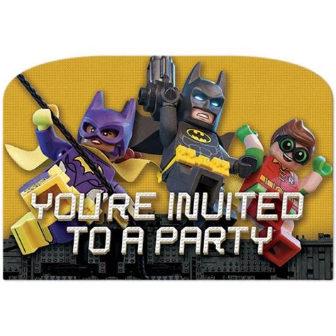 Lego Batman Movie Birthday Party Invites Set Of 3 8pk Invitations W Envelopes For Sale Online