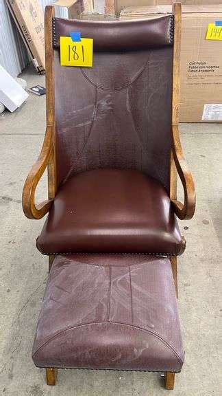 As Is Nailhead Trim Accent Chair W Ottoman Earls Auction Company