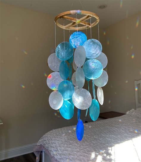 Ocean Shell Wind Chime Water Sound Home Decor Capiz Shell Mobile