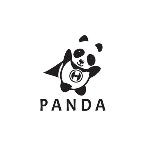 Panda Bären Silhouette Logo Design Vektor Vorlage lustiges faules Logo