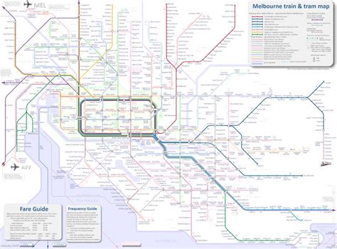 Melbourne Train And Tram Map Train Map Melbourne Tram Map