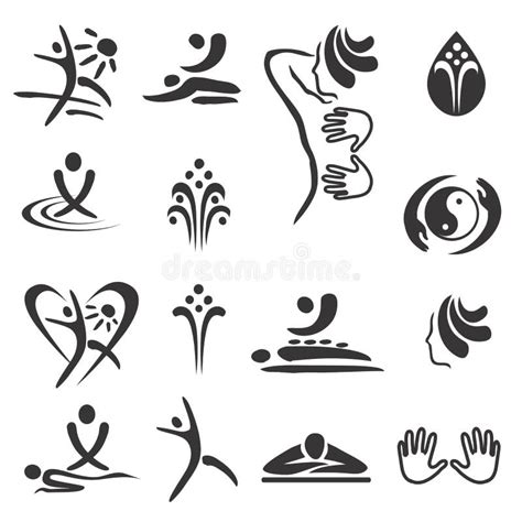 Spa Massage Therapy Cosmetics Icons Stock Vector Illustration Of