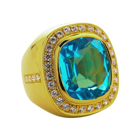 Mens Huge Natural Blue Topaz Ring