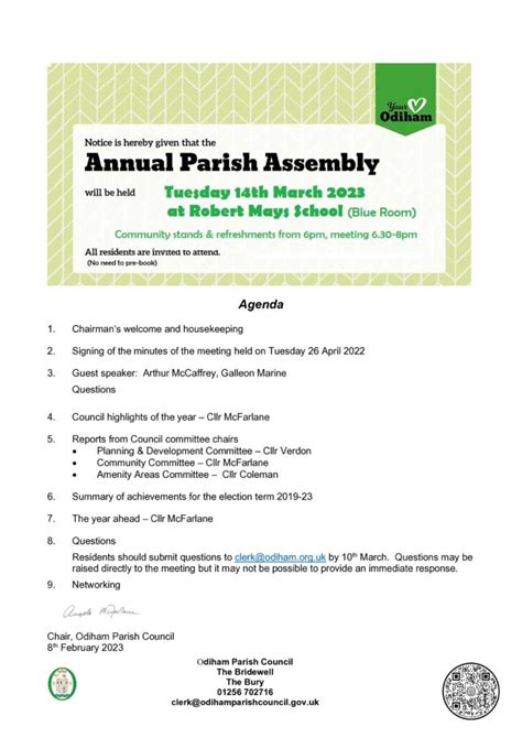Annual Parish Assembly Odiham Parish Council