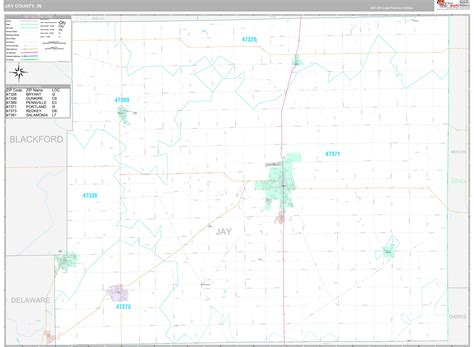 Jay County, IN Wall Map Premium Style by MarketMAPS - MapSales