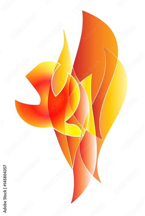 Holy Spirit Pentecost Symbol With A Dove Flames Or Fire Abstract