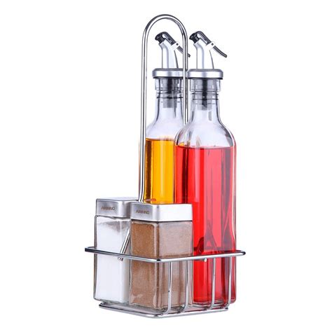 Oil And Vinegar Dispensers Piece Combo Set Includes Glass Cruet Set