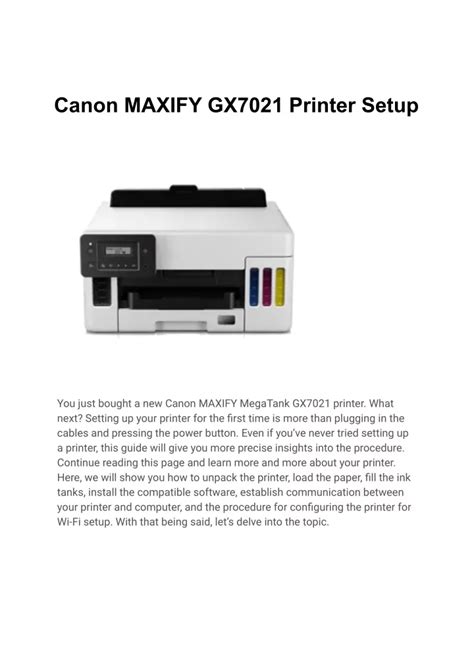 PPT Canon MAXIFY GX7021 Printer Setup PowerPoint Presentation Free