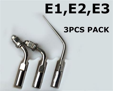 3pcs Dental Endo Tips E1 E2 E3 Ultrasonic Scaler Endo Tips For Ems E1