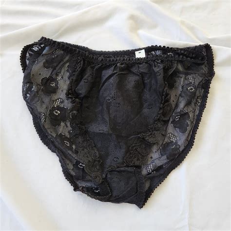 Vintage Black Floral Lace Bikini Panties Gem