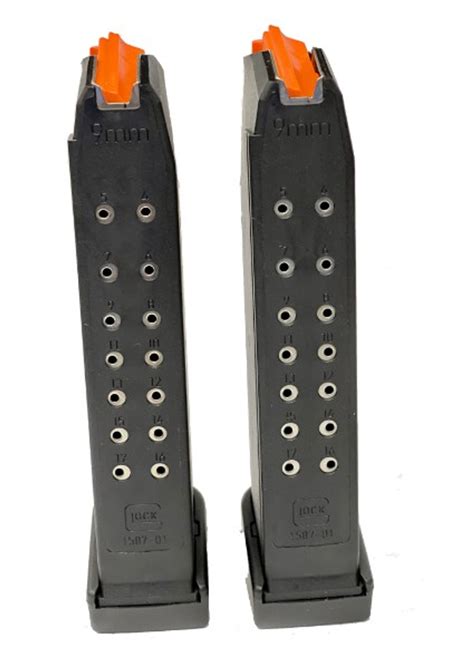 Glock G17 G34 G45 G47 19rd 2 Ext 9mm Magazine Orange Follower Oem