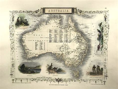 Map Tallis John Australia Antiquarian Print Shop Old Map